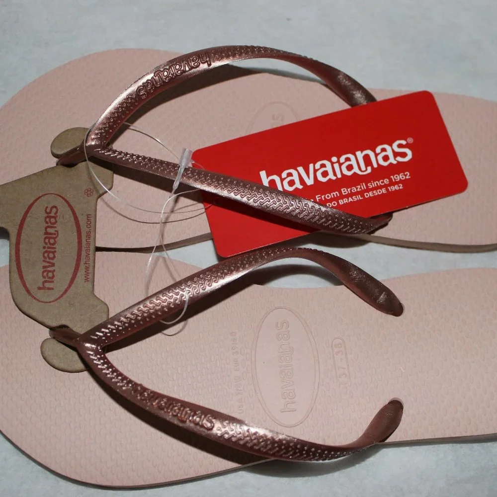 Havaianas Slim Ballet Rose Gold Flip Flops - Picture 3 of 4